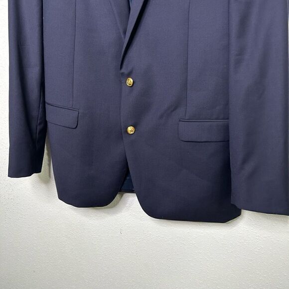 Lauren Ralph Lauren Men’s Navy Blue Gold Wool 2 Button Sportcoat Jacket Sz 44 L - Picture 3 of 9